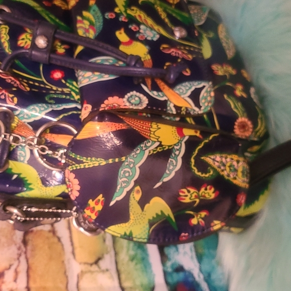 Patricia Nash birds of paradise Sabina Leather Drawstring purse - Picture 7 of 11